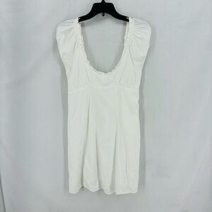 Free people women’s XS white tank top mini dress back tie pockets vacation beach